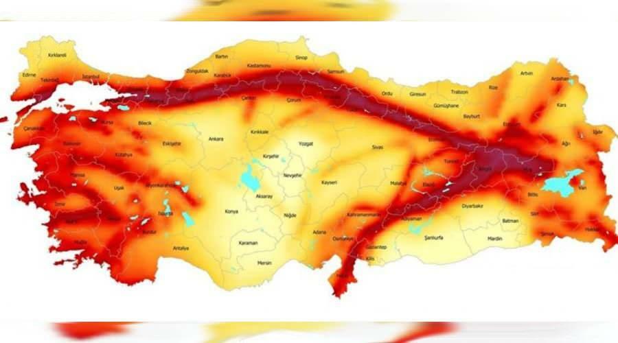 Carte du tremblement de terre de Türkiye
