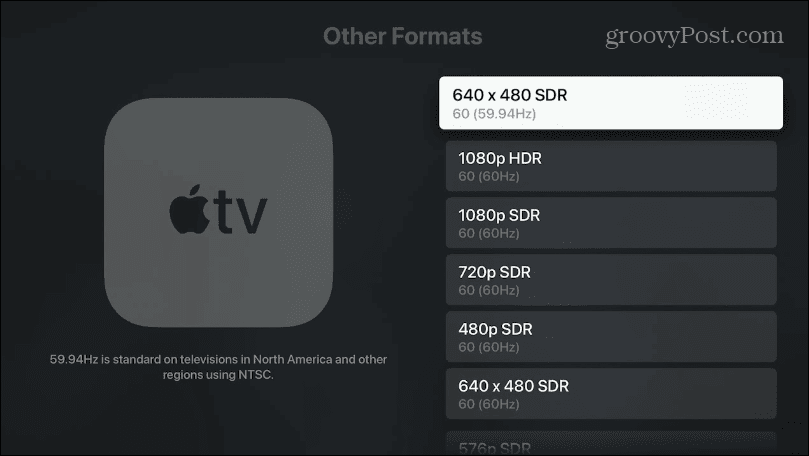 Modifier la résolution d'affichage de l'Apple TV