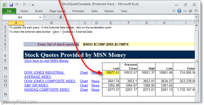 Comment utiliser les données en ligne dans des feuilles de calcul Excel 2010 et 2007