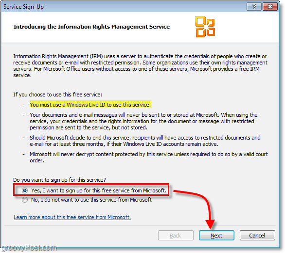 Microsoft Office Outlook 2010 Présentation du service de gestion des droits relatifs à l'information
