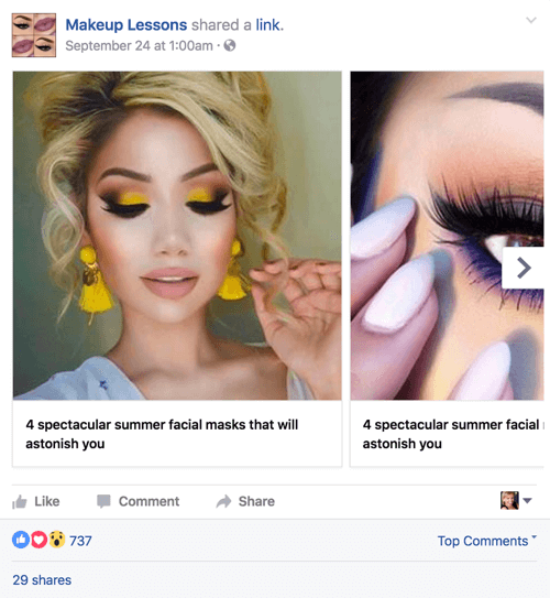 cours de maquillage facebook carrousel post