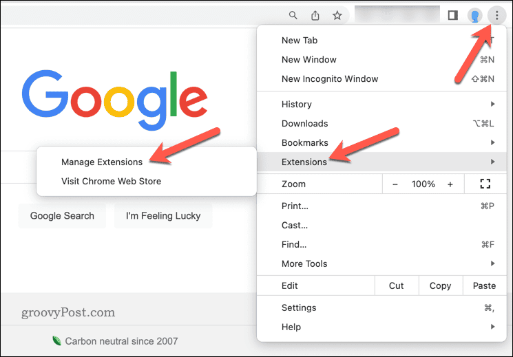 Gérer les extensions dans Google Chrome