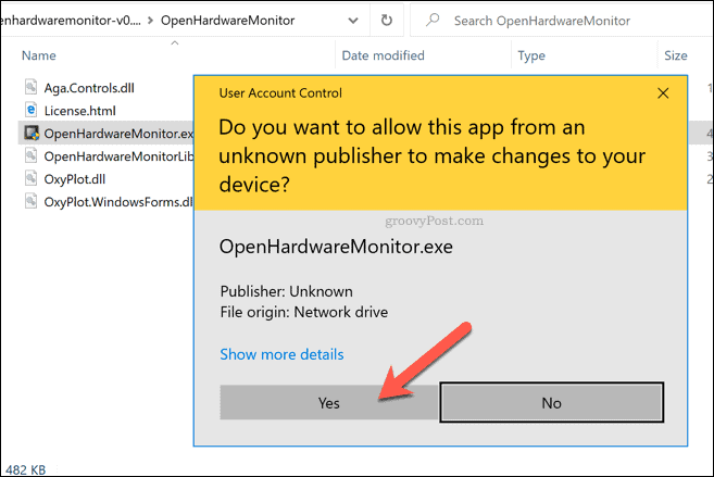 Avertissement de Windows 10 UAC pour Open Hardware Monitor