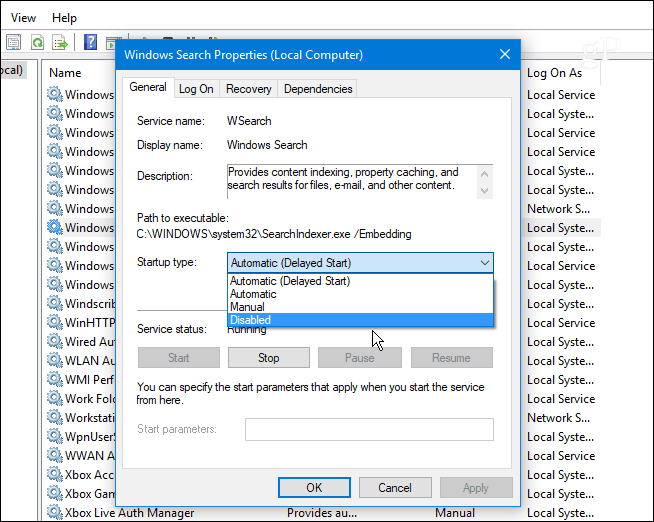 2 Désactiver le service de recherche Windows Windows 10
