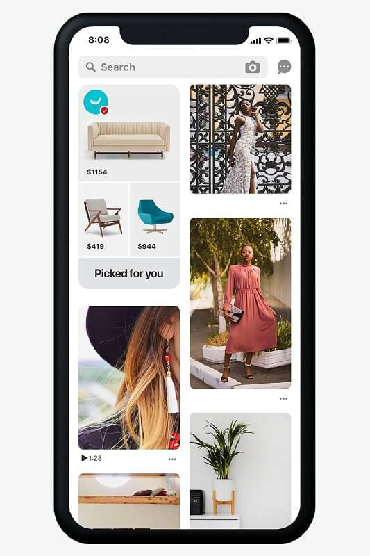Pinterest a introduit des recommandations d'achat plus dédiées et personnalisées dans le flux d'accueil avec des catalogues consultables et des centres personnalisés d'idées d'achat.