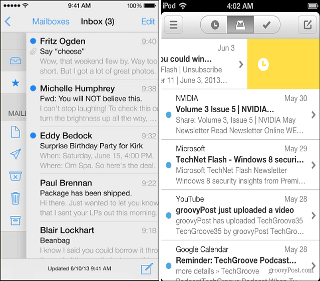 Mail iOS 7 et application Mailbox