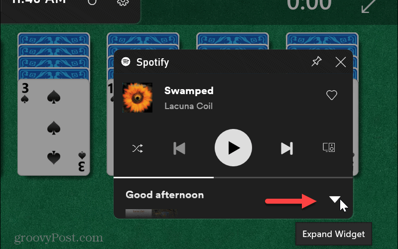 développer le widget Spotify