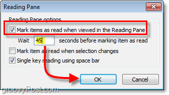 dans les options du volet de lecture d'Office Outlook 2010, cliquez sur Marquer les éléments comme lus lorsqu'ils sont affichés dans le volet de lecture, puis entrez le temps que vous voulez attendre avant de marquer les éléments comme lus, c'est le temps qu'il vous faut généralement pour lire un email