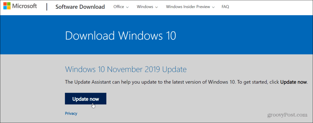 Comment installer la mise à jour de Windows 10 version 1909 de novembre 2019