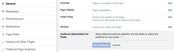 optimisation de l'audience Facebook pour les publications
