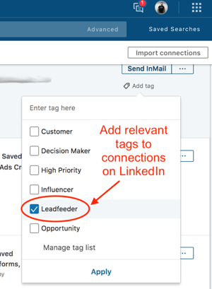 Marquage des contacts dans LinkedIn Sales Navigator.
