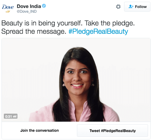Publicité conversationnelle Twitter Dove India