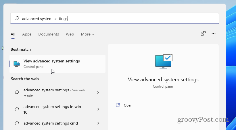 paramètres système avancés Windows 11