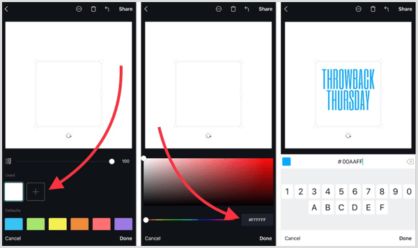 L'application Canva ajoute des codes hexadécimaux