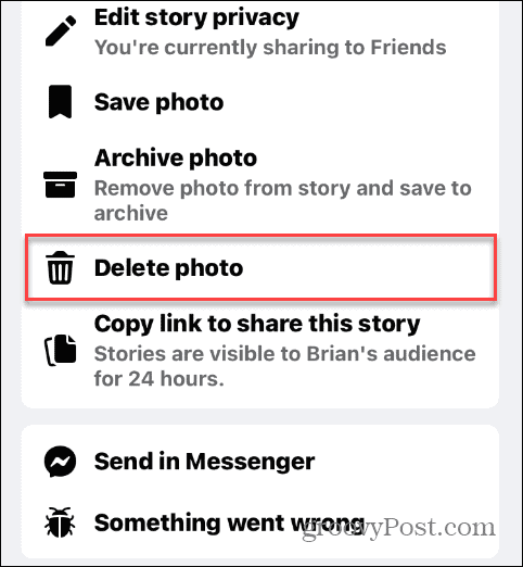 Supprimer les histoires de Facebook
