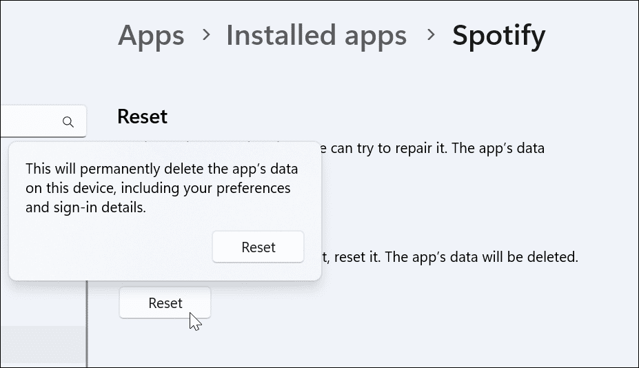 Réinitialiser l'application fix spotify shuffle ne mélange pas
