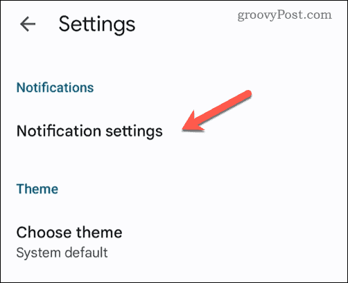 Ouvrir les paramètres de notification dans Google Docs sur mobile