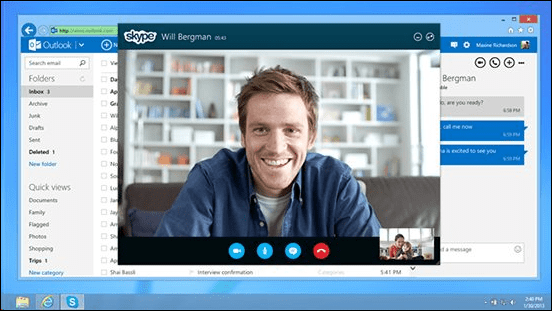 Skype est désormais disponible via la messagerie Outlook.com