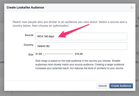 créer une audience similaire à Facebook