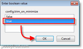 Capture d'écran de Firefox - définissez la valeur config.trim_on_minimize sur true