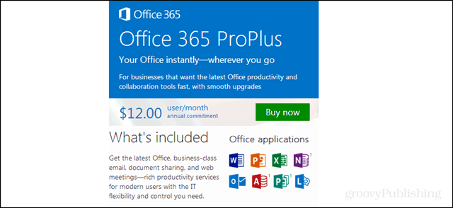 tarifs Office 365 Proplus, applications incluses