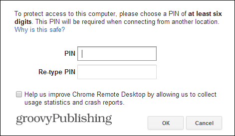 Code PIN du bureau à distance Chrome
