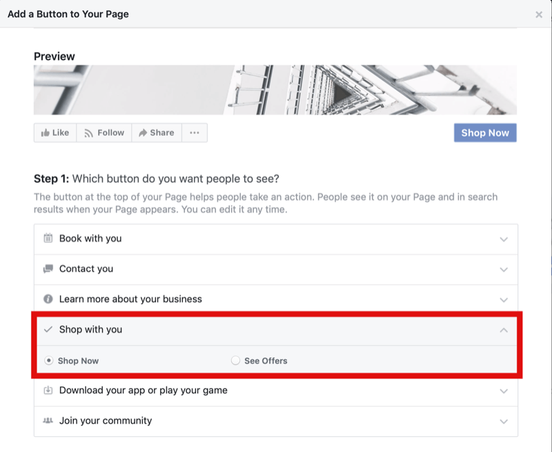 Étape 1 de la façon d'ajouter le bouton Acheter maintenant à la page Facebook pour Instagram Shopping