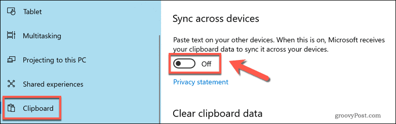 Activer la synchronisation du presse-papiers dans le cloud dans Windows 10