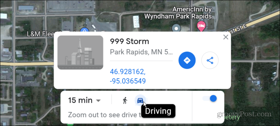 déposez la deuxième épingle sur Google Maps