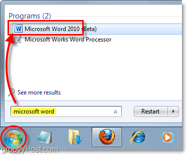 lancer Microsoft Word 2010 dans Windows 7