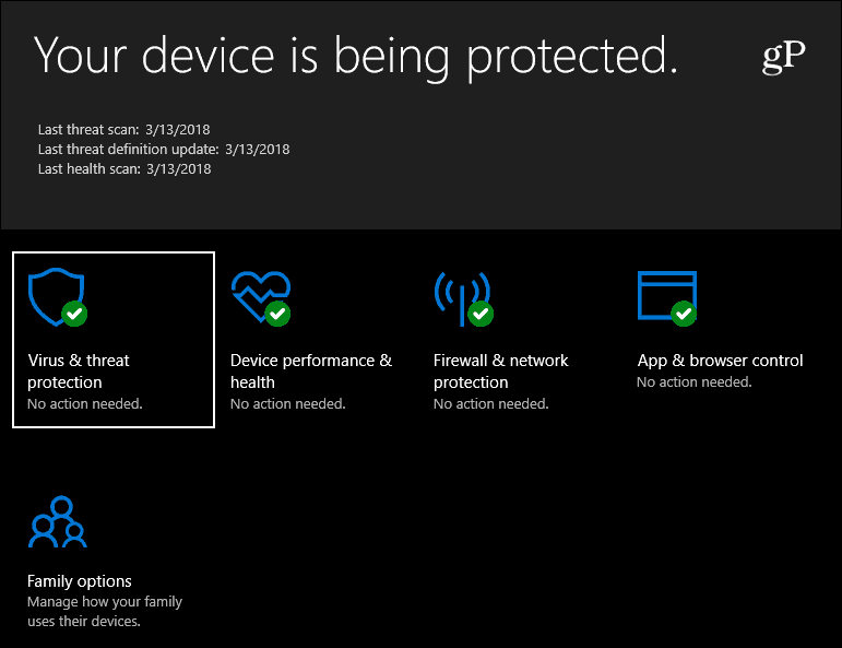 Sécurité de Windows Defender Windows 10