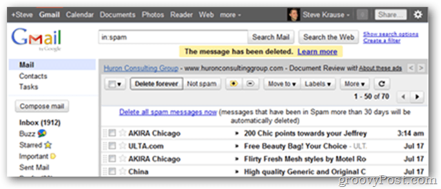 Ancien client d'interface utilisateur GMAIL