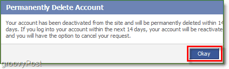 Vous devez attendre 14 jours après avoir confirmé la suppression de votre compte Facebook