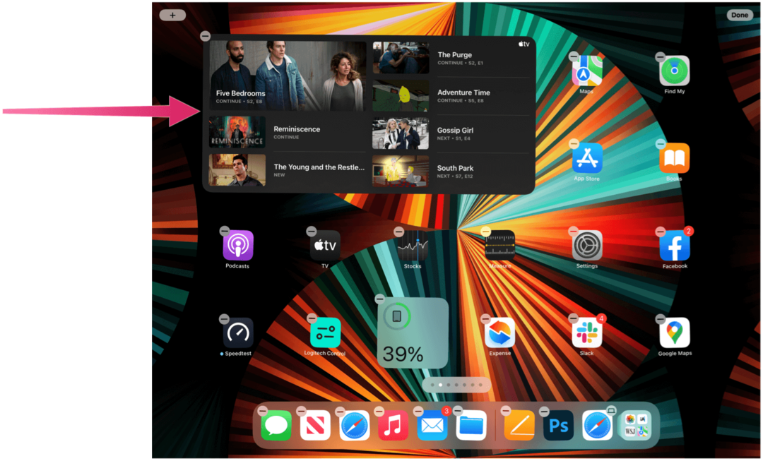 iPad ajouter un widget