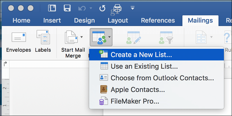 Microsoft Word pour Mac Mail Merge