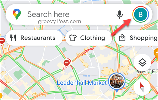 Appuyez sur l'icône de profil Google Maps