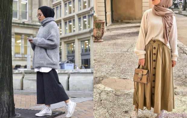 Combinaisons jupe pull hijab instagram
