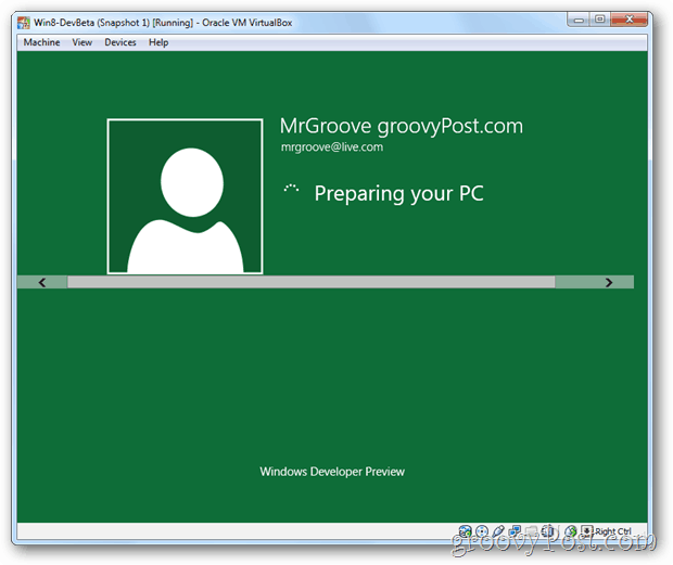 Configuration de VirtualBox Windows 8 préparation du bureau