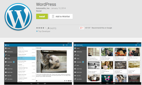 application wordpress