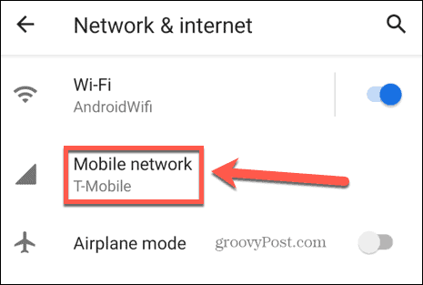 paramètres de réseau mobile Android