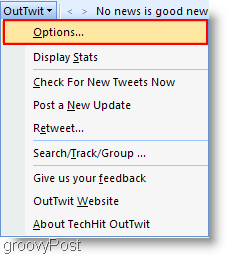 Twitter dans Outlook: configurer OutTwit