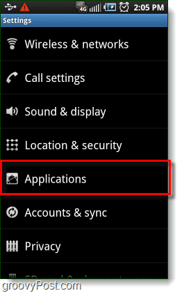 Paramètres des applications Android 