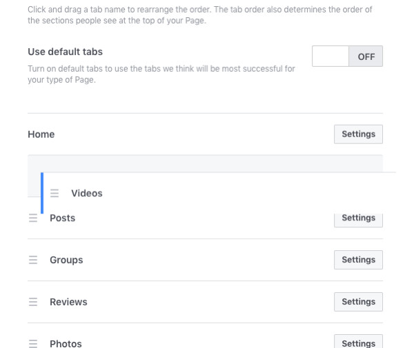 Réorganisez les onglets de votre page d'entreprise Facebook pour refléter votre contenu ou votre stratégie marketing.