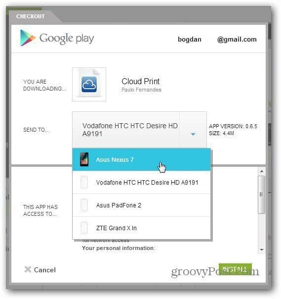 application android beta print cloud