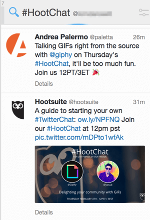 flux de hashtag de chat tweetdeck