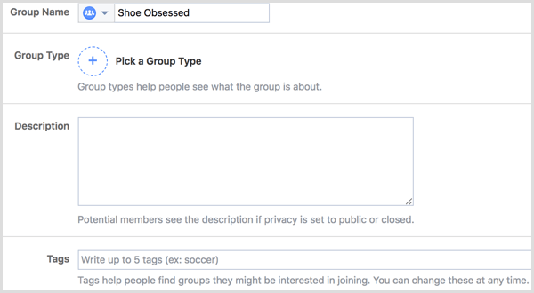 Paramètres de modification du groupe Facebook