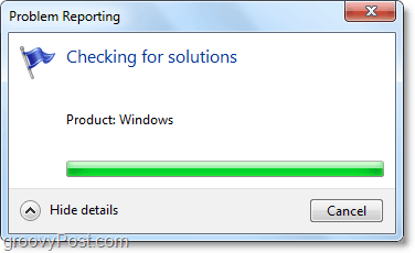 Windows 7 se connectera automatiquement et recherchera les problèmes