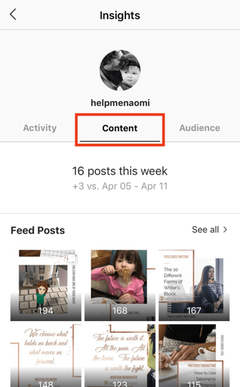 Consultez les données de retour sur investissement des stories Instagram, étape 2.