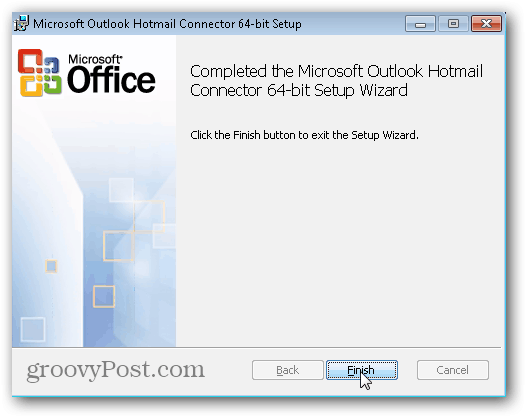 Outlook.com Outlook Hotmail Connector - Cliquez sur Terminer