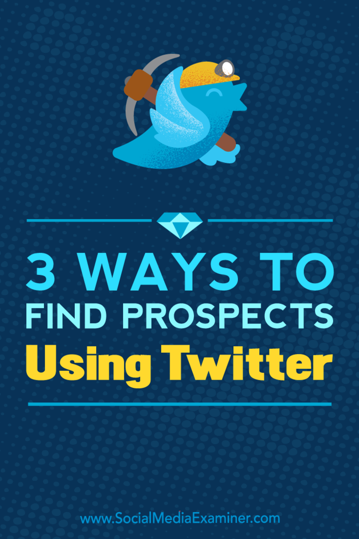 3 façons de trouver des prospects à l'aide de Twitter par Andrew Pickering sur Social Media Examiner.